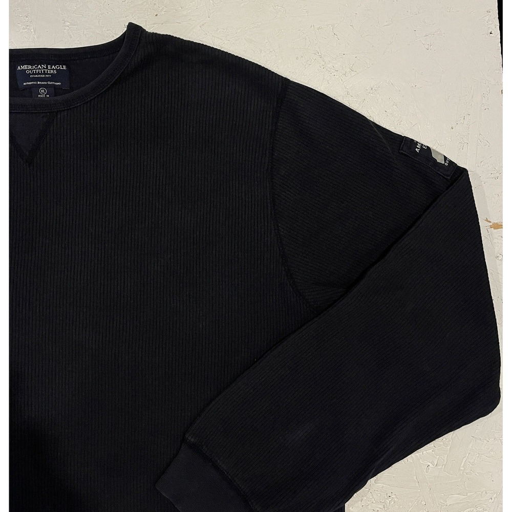 VINTAGE American Eagle Sweater‎ Mens XL Waffle Knit Crew Neck Pullover Blue - Picture 6 of 11